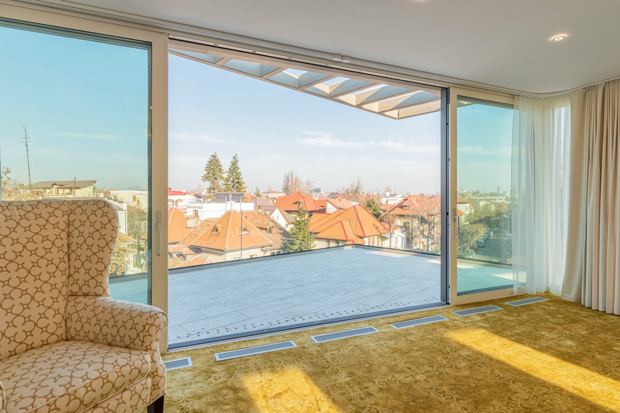Guest room with city view at Pergola Boutique Hotel Bucharest