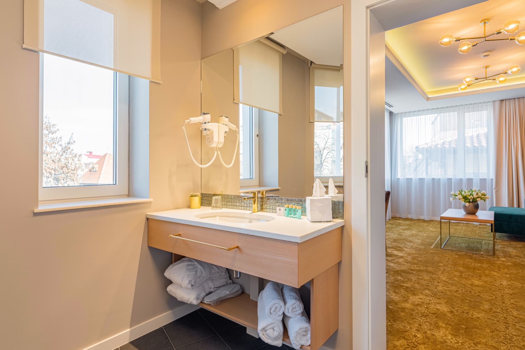 Bathroom vanity at Pergola Boutique Hotel Bucharest